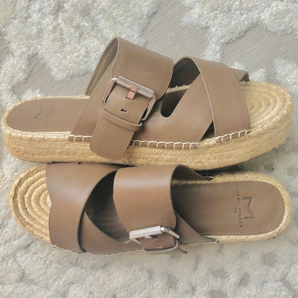Marc Fisher Shoes - NWOT Marc Fisher Espadrille Taupe Slides Size 7.5